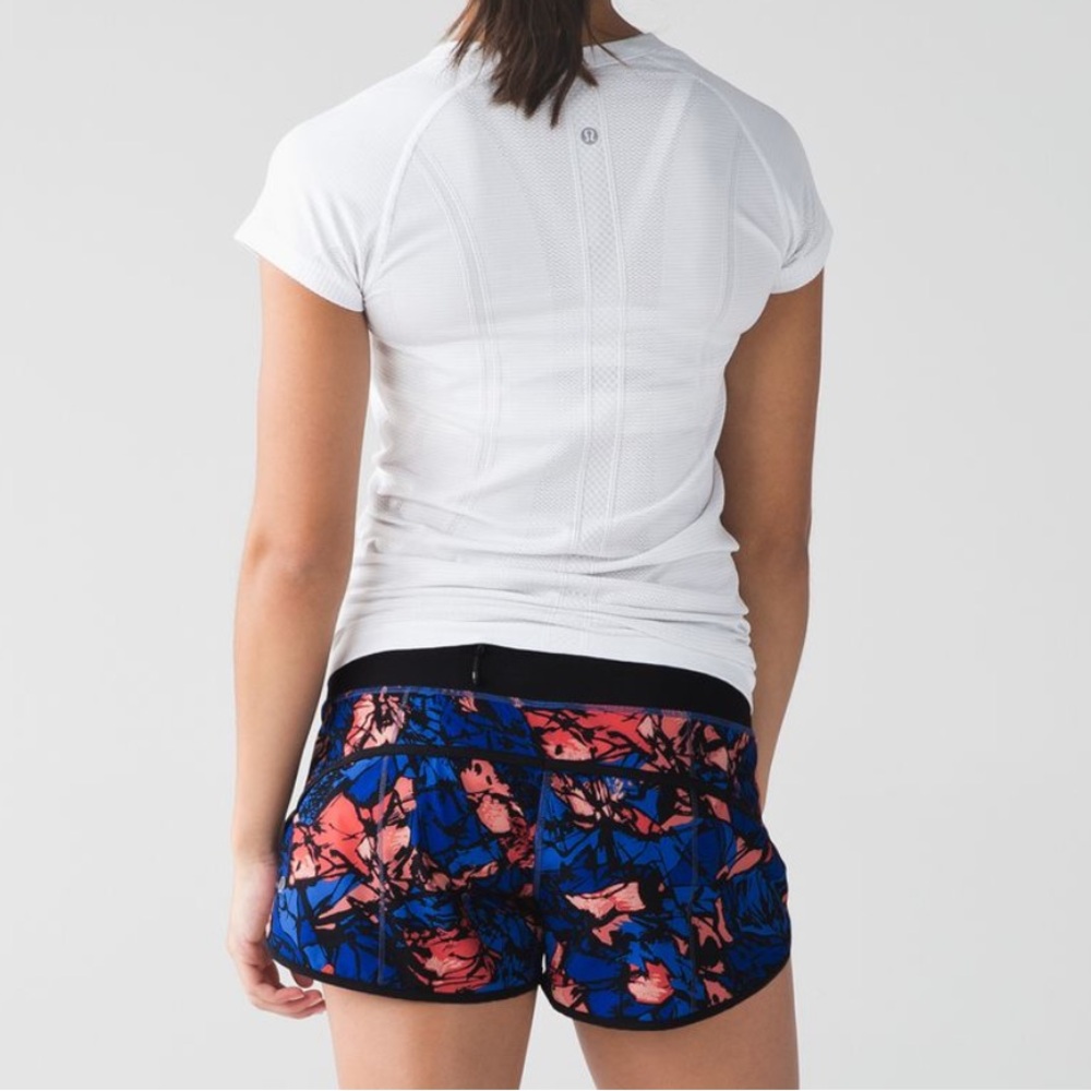 Lululemon Speed Up Shorts Paint Storm Harbor Blue Black Orange Print Size 6